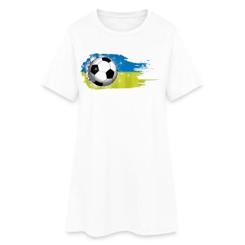 Football - Bleu Vert - Conception de coup de pinceau - Robe T-shirt Femme - blanc - Devant