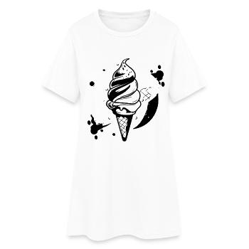 Eiscreme Grafik - Frauen T-Shirt-Kleid - Weiß - Vorne