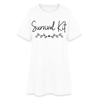 Survival Kit - Frauen T-Shirt-Kleid - Weiß - Vorne