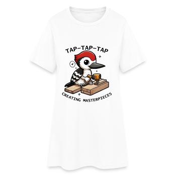 Woodwork Drilling Stork Illustration - Women’s T-Shirt Dress - white - Front