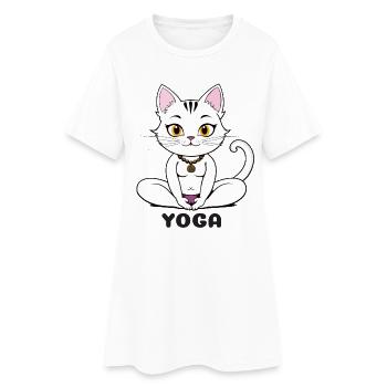 Yoga Katze im Meditativen Stil - Frauen T-Shirt-Kleid - Weiß - Vorne