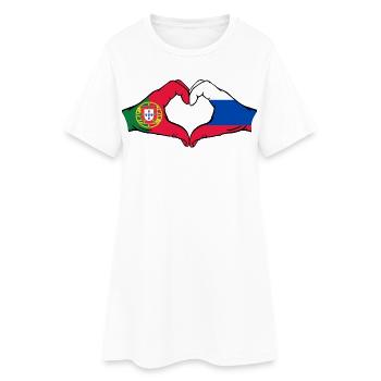 Portugal Russie Drapeau Mains Coeur Forme - Robe T-shirt Femme - blanc - Devant