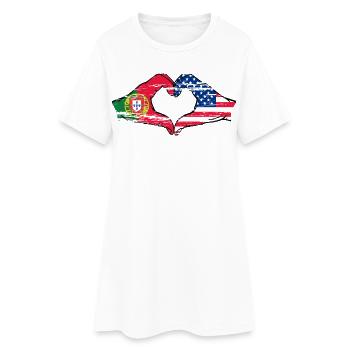 Portugal USA Drapeau Mains Coeur Utilisé - Robe T-shirt Femme - blanc - Devant