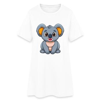 Koala Mascotte mignonne Personnage de dessin animé Kawaii - Robe T-shirt Femme - blanc - Devant