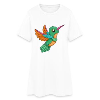 Colibri Mascotte mignonne Personnage de dessin animé Kawaii - Robe T-shirt Femme - blanc - Devant
