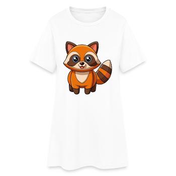 Raccoon Cute Mascot Cartoon Character Kawaii - Women’s T-Shirt Dress - white - Front