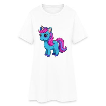 Licorne Mignon Mascotte Personnage De Dessin Animé Kawaii - Robe T-shirt Femme - blanc - Devant