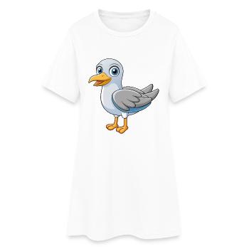 Mouette Mignon Mascotte Personnage De Dessin Animé Kawaii - Robe T-shirt Femme - blanc - Devant