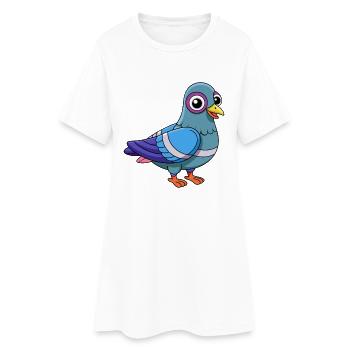 Pigeon Cute Mascot Cartoon Character Kawaii - Women’s T-Shirt Dress - white - Front