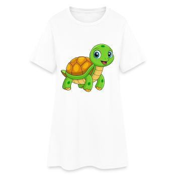Turtle Cute Mascot Cartoon Character Kawaii - Women’s T-Shirt Dress - white - Front