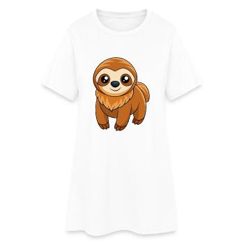 Paresseux Mascotte mignonne Personnage de dessin animé Kawaii - Robe T-shirt Femme - blanc - Devant