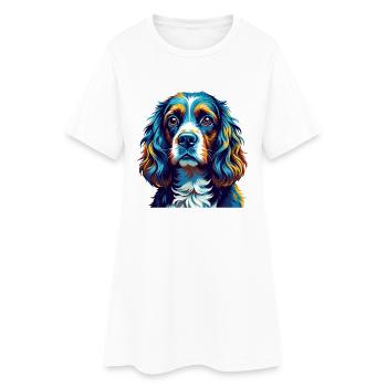 Cocker américain Spaniel Chien Race Dessin animé Kawaii - Robe T-shirt Femme - blanc - Devant