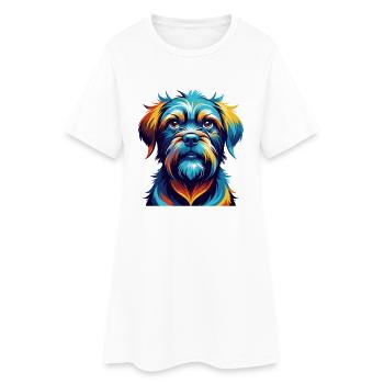 Griffon belge Chien Race Coloré Dessin animé Kawaii - Robe T-shirt Femme - blanc - Devant