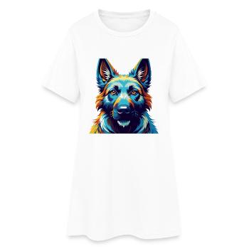Belge Laekenois Race Chien Dessin Animé Kawaii - Robe T-shirt Femme - blanc - Devant