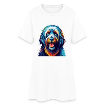 Bergamasco Chien Race Coloré Dessin Animé Kawaii - Robe T-shirt Femme - blanc - Devant