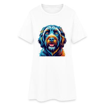 Black Russian Terrier Dog Breed Cartoon Kawaii - Women’s T-Shirt Dress - white - Front