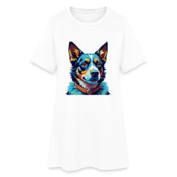 Blaue Heeler Hunderasse Bunte Karikatur Kawaii - Frauen T-Shirt-Kleid - Weiß - Vorne