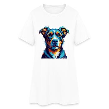 Braque Auvergne Dog Breed Colorful Cartoon Kawaii - Women’s T-Shirt Dress - white - Front