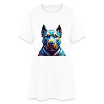 Dogue Argentino Chien Race Coloré Dessin Animé Kawaii - Robe T-shirt Femme - blanc - Devant