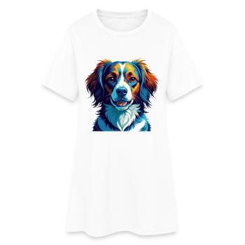 Nederlandse Kooikerhondje Race de chien Dessin animé Kawaii - Robe T-shirt Femme - blanc - Devant