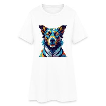 Leopard Hound Hund Rasse Bunte Karikatur Kawaii - Frauen T-Shirt-Kleid - Weiß - Vorne