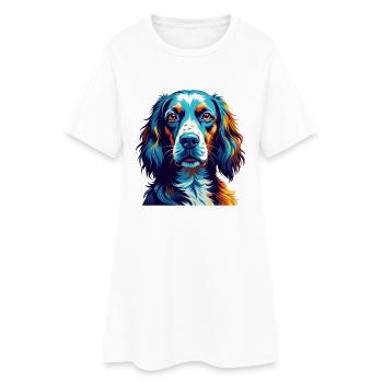 Setter anglais chien race coloré dessin animé Kawaii - Robe T-shirt Femme - blanc - Devant