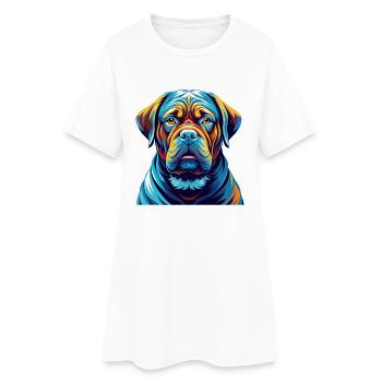 Français Bordeaux Mastiff Chien Race Dessin animé Kawaii - Robe T-shirt Femme - blanc - Devant