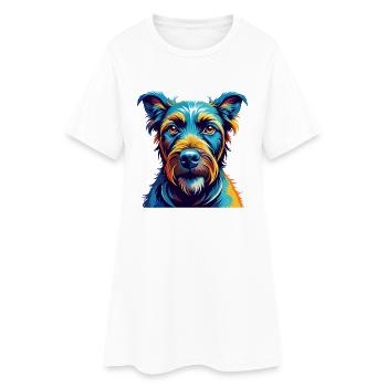 Irish Terrier Dog Breed Colorful Cartoon Kawaii - Women’s T-Shirt Dress - white - Front
