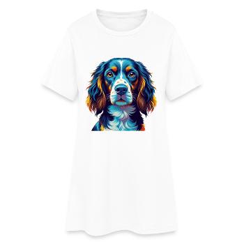 Deutsche Spaniel Hunderasse Bunte Karikatur Kawaii - Frauen T-Shirt-Kleid - Weiß - Vorne