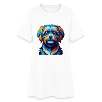Malteser Hunderasse Bunte Karikatur Kawaii - Frauen T-Shirt-Kleid - Weiß - Vorne