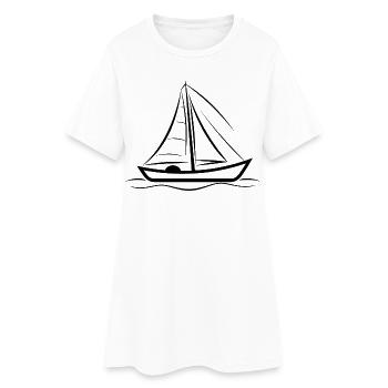 Segelboot Zeichnung - Frauen T-Shirt-Kleid - Weiß - Vorne