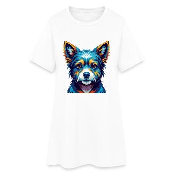 Terrier japonais chien race coloré dessin animé Kawaii - Robe T-shirt Femme - blanc - Devant
