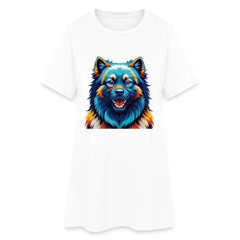Keeshond Hunderasse Bunte Karikatur Kawaii - Frauen T-Shirt-Kleid - Weiß - Vorne