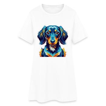 Teckel miniature race chien dessin animé Kawaii - Robe T-shirt Femme - blanc - Devant