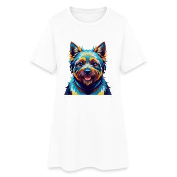 Norwich Terrier Chien Race Coloré Dessin Animé Kawaii - Robe T-shirt Femme - blanc - Devant