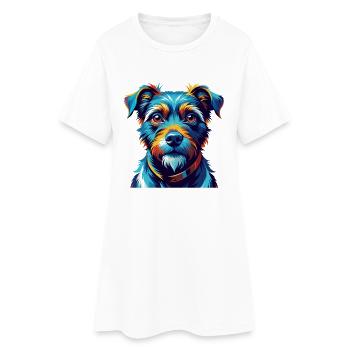 Patterdale Terrier Dog Breed Cartoon Kawaii - Women’s T-Shirt Dress - white - Front