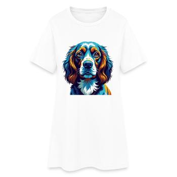 Saint Usuge Spaniel Hunderasse Karikatur Kawaii - Frauen T-Shirt-Kleid - Weiß - Vorne