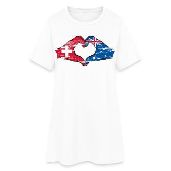 Schweiz Australien Flagge Herzform used - Frauen T-Shirt-Kleid - Weiß - Vorne