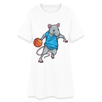 Rat Basketteur Basketteur Basketball - Robe T-shirt Femme - blanc - Devant