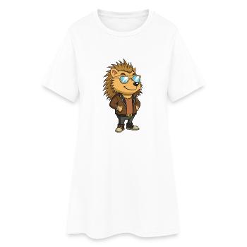 Porc-épic Funny Cartoon Kawaii Veste Lunettes de soleil - Robe T-shirt Femme - blanc - Devant