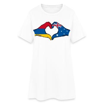 Arménie Australie Drapeau Mains Coeur Forme - Robe T-shirt Femme - blanc - Devant