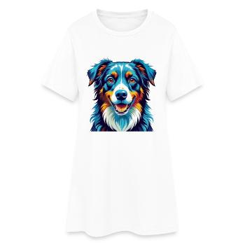 Berger australien race Dessin animé Kawaii - Robe T-shirt Femme - blanc - Devant