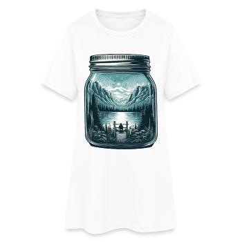 Lac naturel avec paysage de montagne dans un pot Mason - Robe T-shirt Femme - blanc - Devant