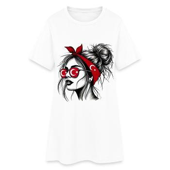 femme turque élégante avec design de drapeau turc - Robe T-shirt Femme - blanc - Devant