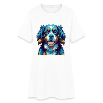 Wetterhoun Dog Breed Colorful Cartoon Kawaii - Women’s T-Shirt Dress - white - Front