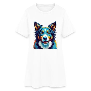 Chien de berger gallois race coloré dessin animé Kawaii - Robe T-shirt Femme - blanc - Devant