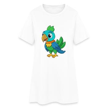 Perroquet mignon mascotte personnage de dessin animé Kawaii - Robe T-shirt Femme - blanc - Devant