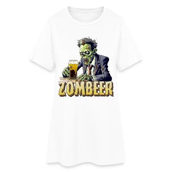 Zombier - Zombie et bière Bière Happy Halloween - Robe T-shirt Femme - blanc - Devant