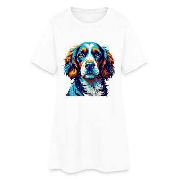 Épagneul alpin Chien race Coloré Dessin animé Kawaii - Robe T-shirt Femme - blanc - Devant