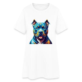 American Pitbull Terrier Chien Race Dessin animé Kawaii - Robe T-shirt Femme - blanc - Devant